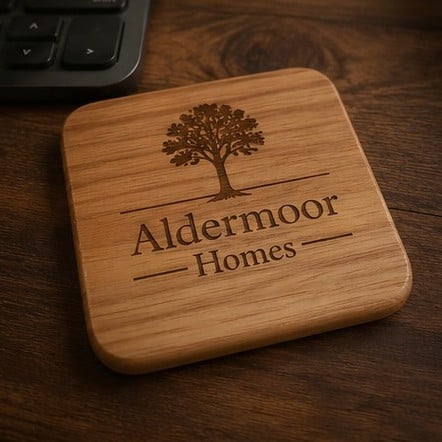 Custom coasters in use