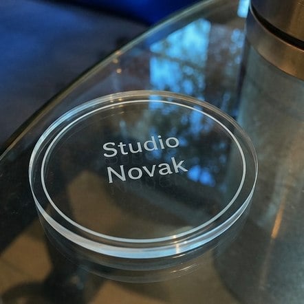 Custom coasters in use